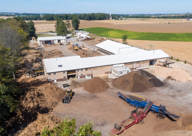 Mulch piles at Stoltzfus Forest Products sawmill