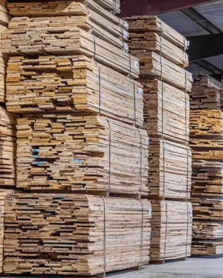 Stacks of kiln dried lumber